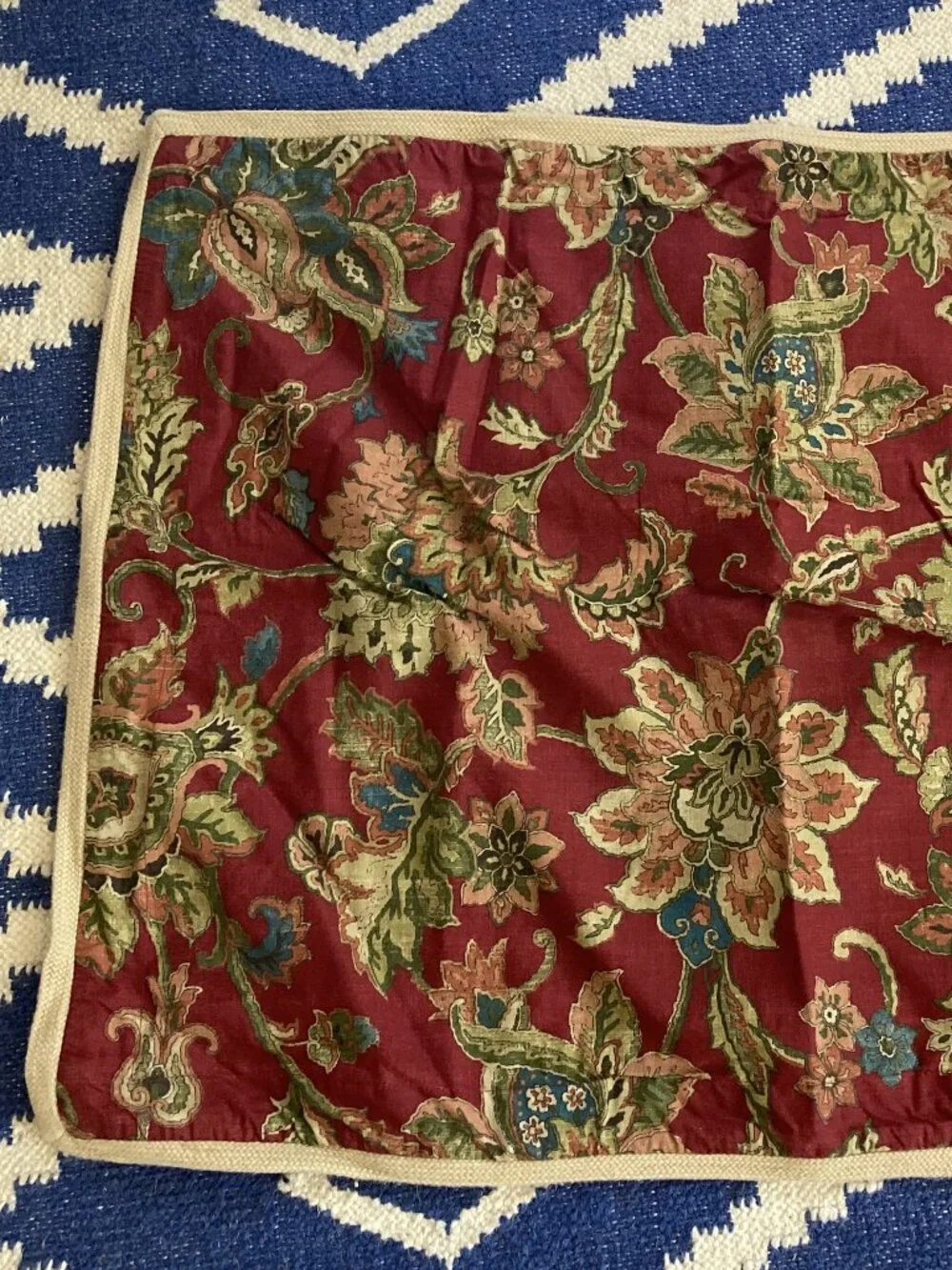 2 Pc Set Chaps Ralph Lauren Annabelle Standard Pillow Shams Red Jacobean Floral